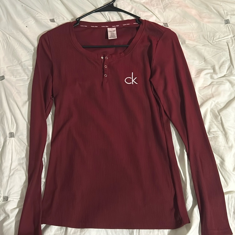 Calvin Klein Maroon Long Sleeve - Size Small